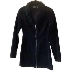 ASOS DESIGN Cord Zip Through Mini Dress in Black Corduroy Size 6